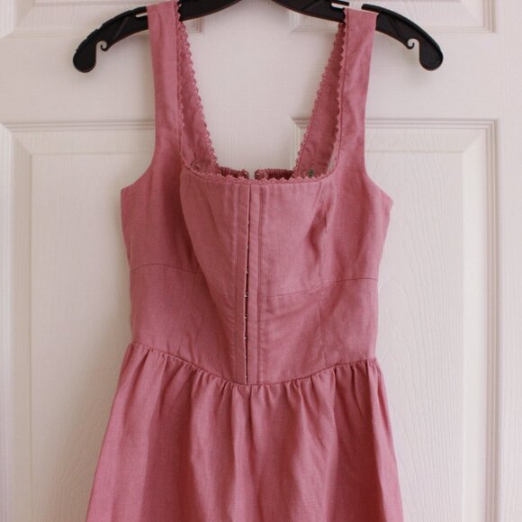 Reformation Sheri Linen Mini Dress in Pink Rose Petals 6 - Picture 4 of 12